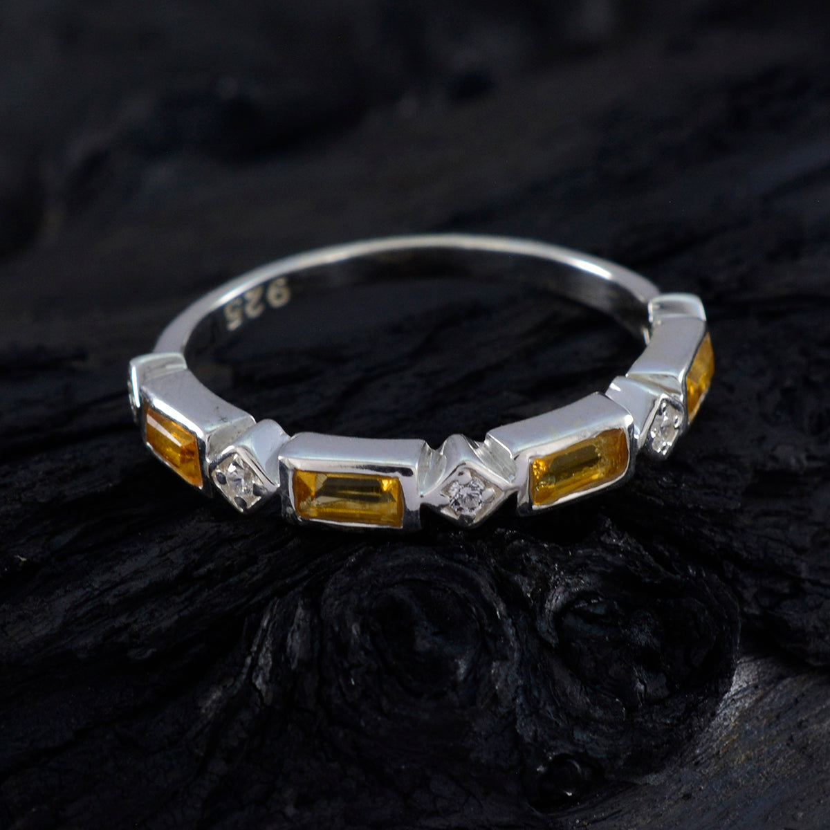 Citrine quarter Korean 92.5 Silver Yellow Gemstone Dainty Trendy Band Jewelry