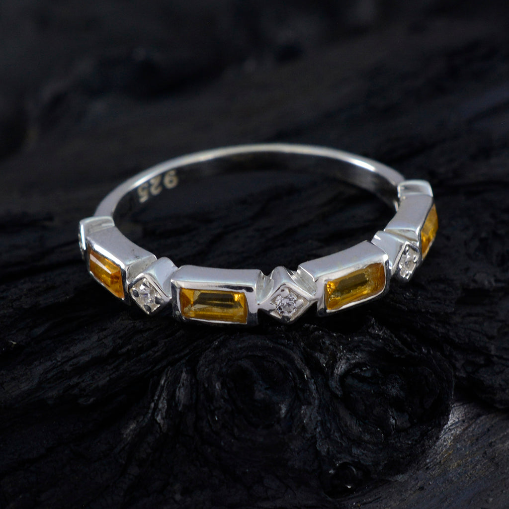 Citrine quarter Korean 92.5 Silver Yellow Gemstone Dainty Trendy Band Jewelry