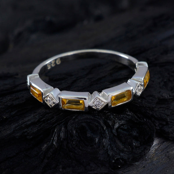 Citrine quarter Korean 92.5 Silver Yellow Gemstone Dainty Trendy Band Jewelry
