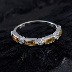 Citrine quarter Korean 92.5 Silver Yellow Gemstone Dainty Trendy Band Jewelry