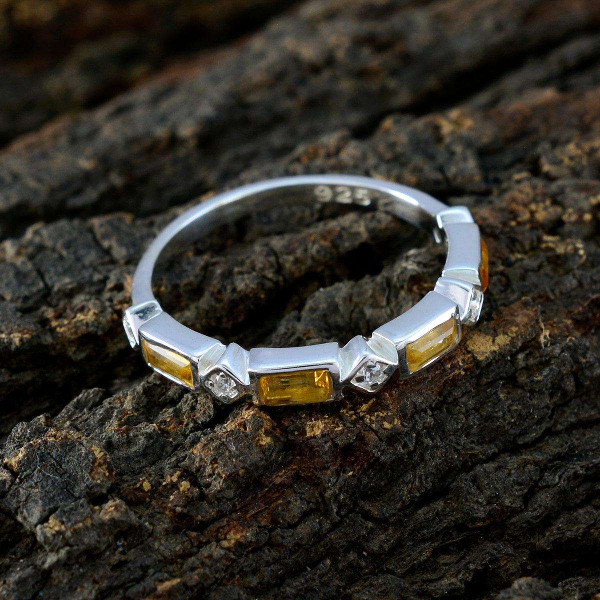 Citrine quarter Korean 92.5 Silver Yellow Gemstone Dainty Trendy Band Jewelry