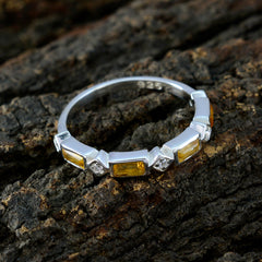Citrine quarter Korean 92.5 Silver Yellow Gemstone Dainty Trendy Band Jewelry