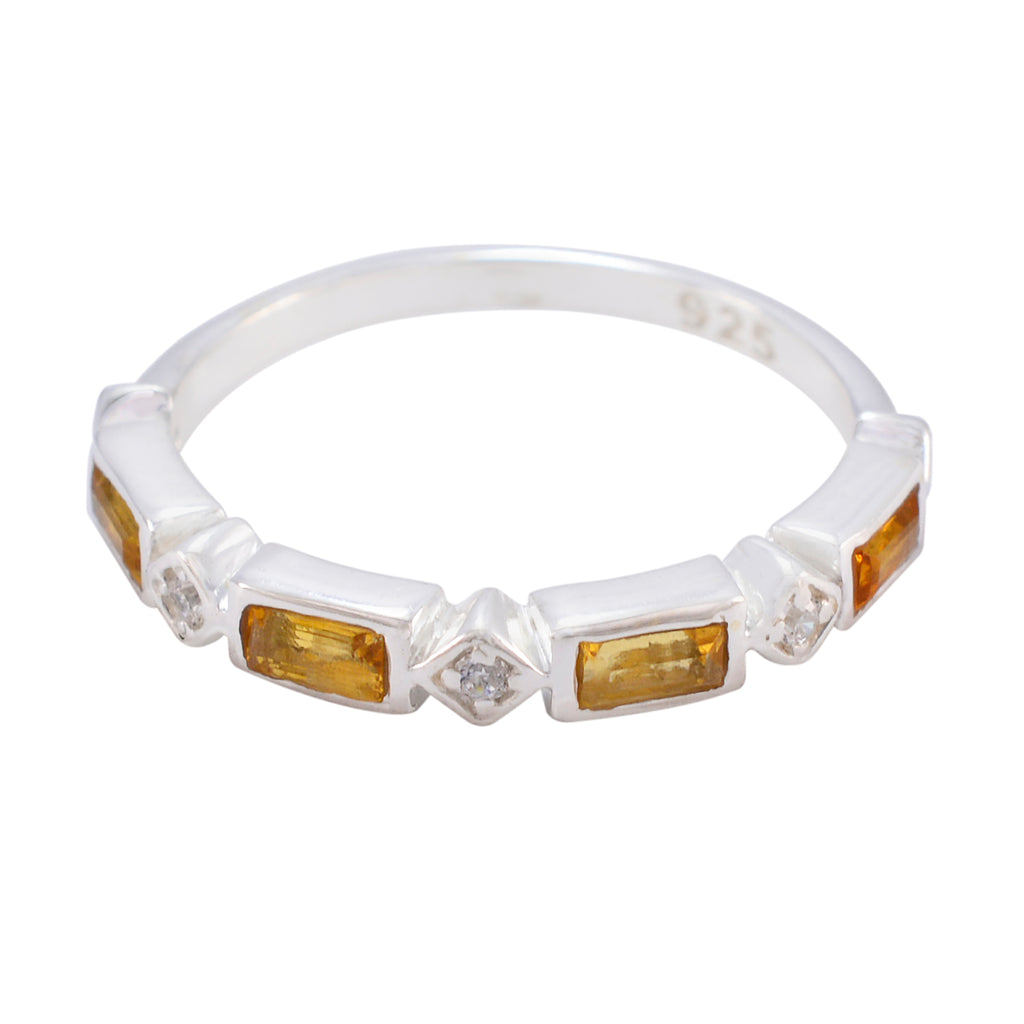 Citrine quarter Korean 92.5 Silver Yellow Gemstone Dainty Trendy Band Jewelry