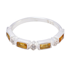 Citrine quarter Korean 92.5 Silver Yellow Gemstone Dainty Trendy Band Jewelry