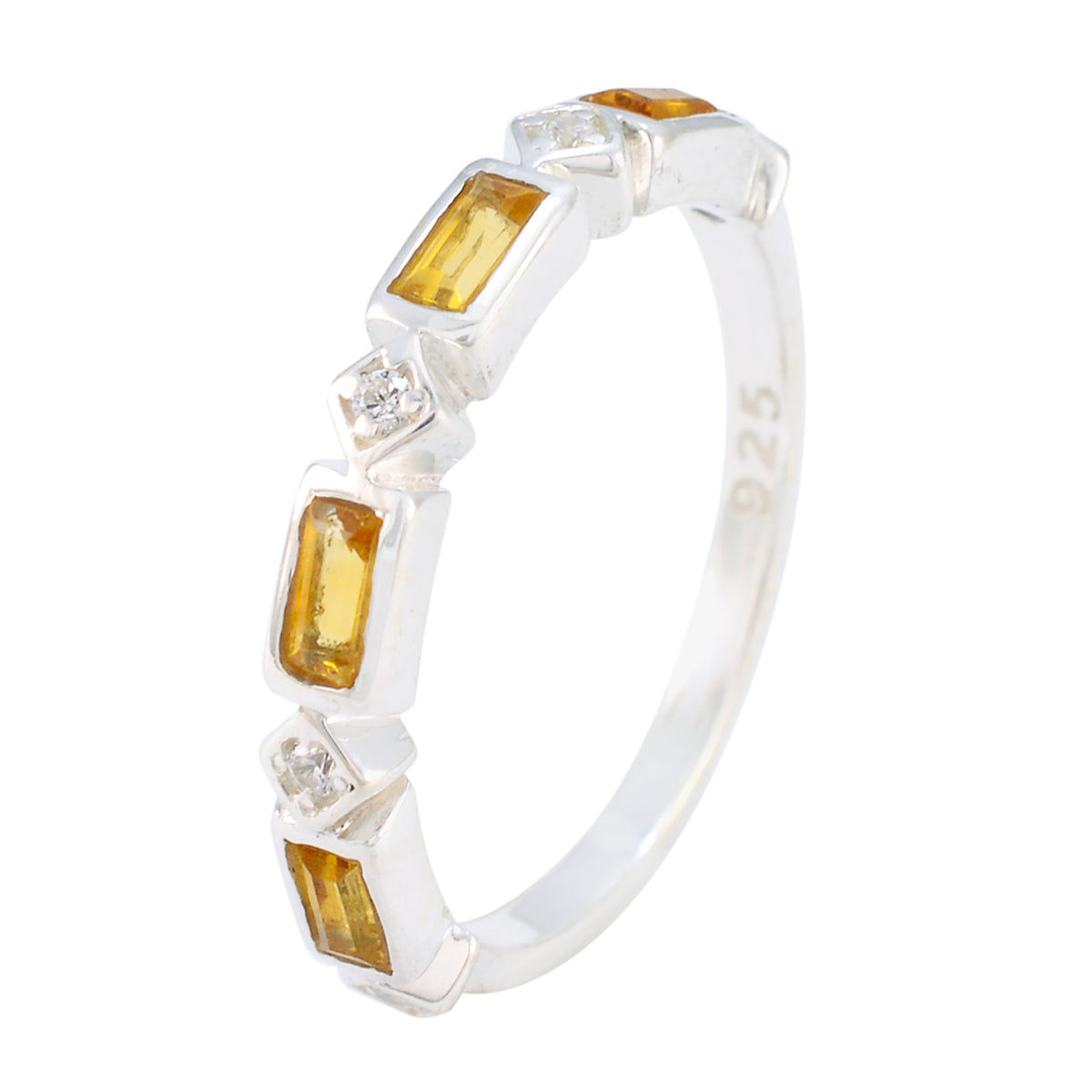 Citrine quarter Korean 92.5 Silver Yellow Gemstone Dainty Trendy Band Jewelry