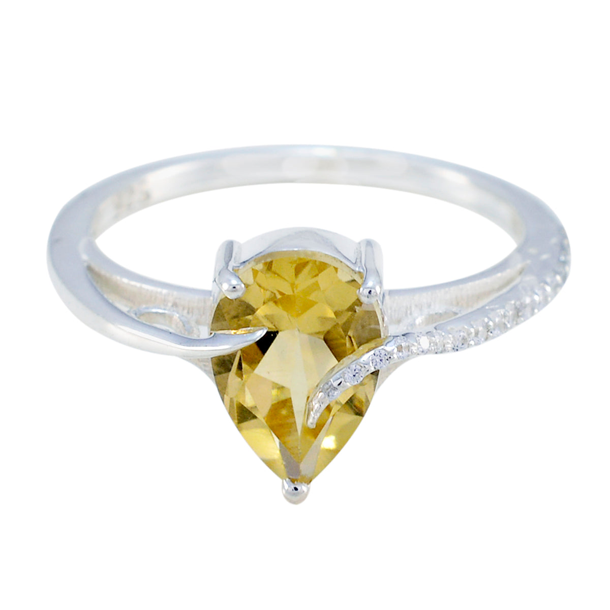 Citrine Halo American 925 Sterling Silver Yellow Gemstones Dainty Graceful Ring Jewelry Hoofdafbeelding