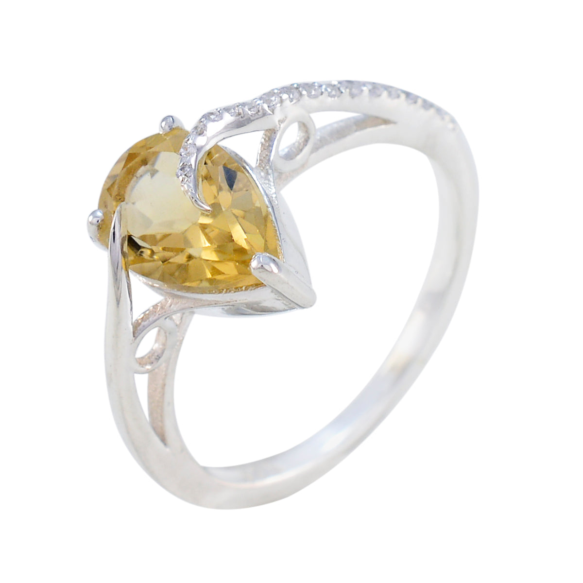 Citrien Halo Amerikaans 925 Sterling Zilver Gele Edelstenen Sierlijke Elegante Ring Sieraden Secundaire afbeelding