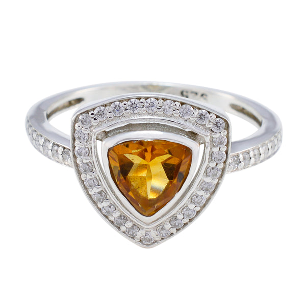 Citrine Halo Moroccan Sterling Silver Yellow Gemstone Slim Feminine Ring Jewelry