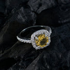 Citrine Halo French 925 Silver Yellow Gemstones Slim Cultural Ring Jewelry