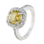 Citrine Halo French 925 Silver Yellow Gemstones Slim Cultural Ring Jewelry