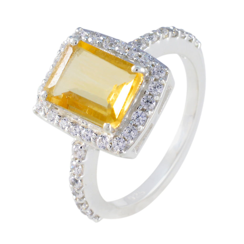 Citrine Halo Indian Sterling Silver Yellow Gemstones Minimal Modern Ring Jewellery