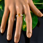 Citrine Halo Korean 925 Sterling Silver Yellow Gems Elegant  Graceful Ring Jewellery
