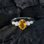 Citrine Halo Korean 925 Sterling Silver Yellow Gems Elegant  Graceful Ring Jewellery