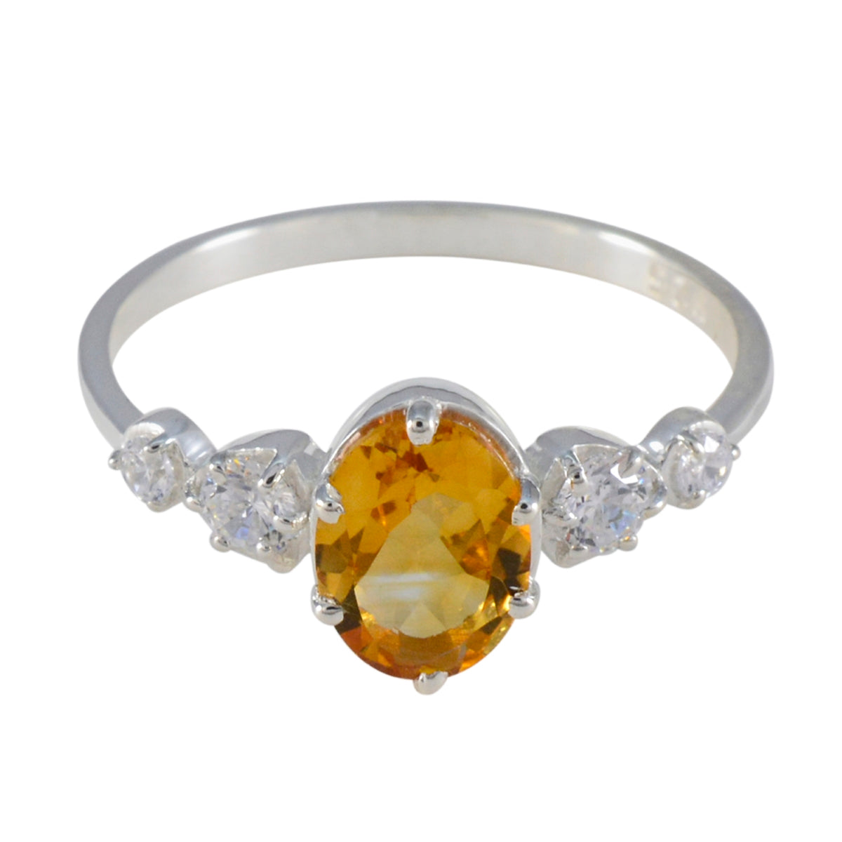 Citrine Halo Korean 925 Sterling Silver Yellow Gems Elegant  Graceful Ring Jewellery Immagine principale del prodotto