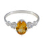 Citrine Halo Korean 925 Sterling Silver Yellow Gems Elegant  Graceful Ring Jewellery
