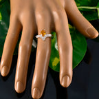Citrine Halo Turkish Sterling Silver Yellow Gemstones Delicate Luxurious Ring Jewellery