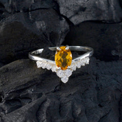 Citrine Halo Turkish Sterling Silver Yellow Gemstones Delicate Luxurious Ring Jewellery