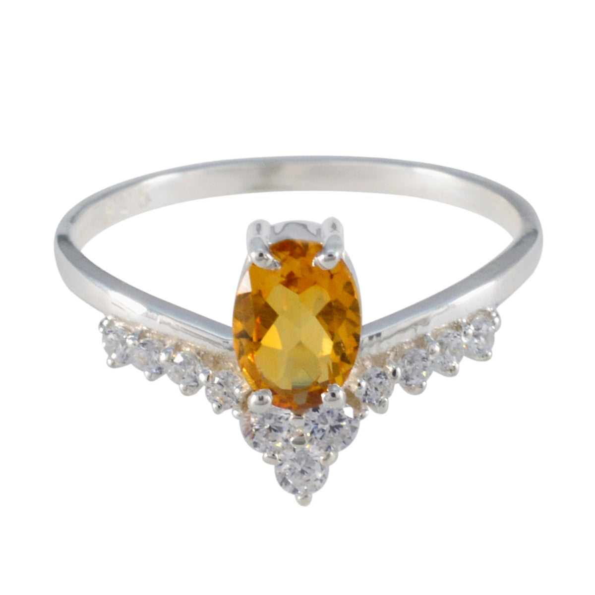 Citrine Halo Turkish Sterling Silver Yellow Gemstones Delicate Luxurious Ring Jewellery Immagine principale del prodotto