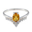 Citrine Halo Turkish Sterling Silver Yellow Gemstones Delicate Luxurious Ring Jewellery