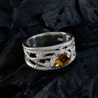 Citrine Halo Russian 925 Sterling Silver Yellow Gemstone Eye catching Trendy Ring Jewellery