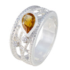 Citrine Halo Russian 925 Sterling Silver Yellow Gemstone Eye catching Trendy Ring Jewellery