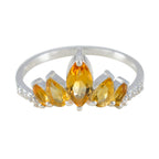 Citrine Penta Turkish 92.5 Silver Yellow Gemstone Elegant  crown Ring Jewelry