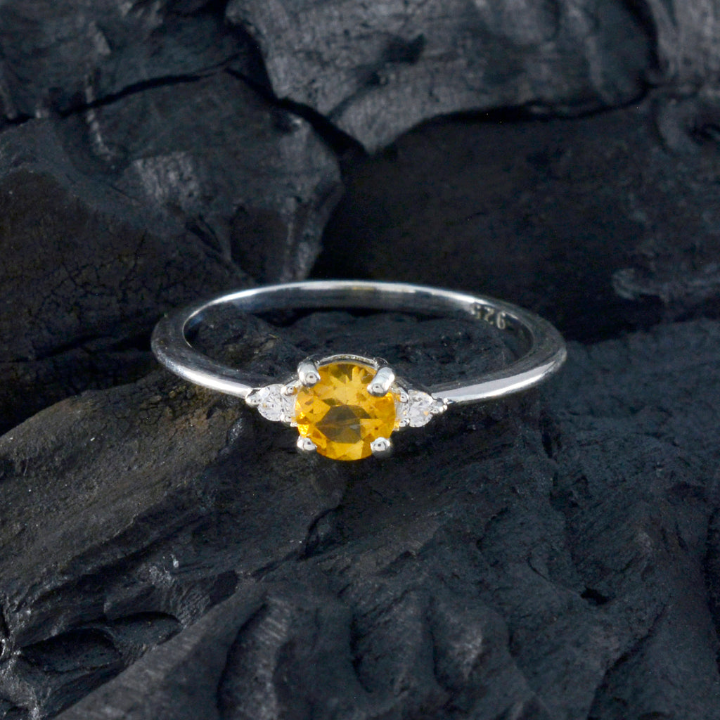 Citrine Trilogy Japanese 925 Sterling Silver Yellow Gems Elegant  Graceful Ring Jewellery