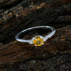 Citrine Trilogy Japanese 925 Sterling Silver Yellow Gems Elegant  Graceful Ring Jewellery
