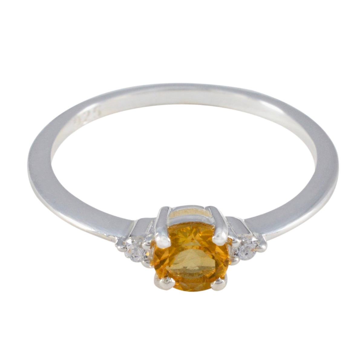 Citrine Trilogy Japanese 925 Sterling Silver Yellow Gems Elegant  Graceful Ring Jewellery