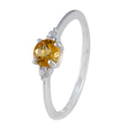 Citrine Trilogy Japanese 925 Sterling Silver Yellow Gems Elegant  Graceful Ring Jewellery