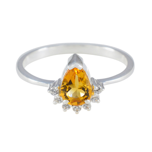 Citrine Halo Japanese Silver Yellow Gems Delicate Graceful Ring Jewelry