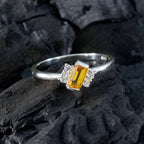 Citrine Halo Japanese Silver Yellow Gems Elegant  Trendy Ring Jewellery