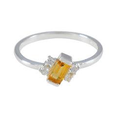 Citrine Halo Japanese Silver Yellow Gems Elegant  Trendy Ring Jewellery