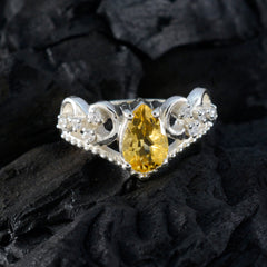 Citrine Halo German Silver Yellow Gemstones Featherlight Luxurious Ring Jewellery