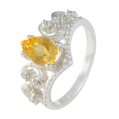 Citrine Halo German Silver Yellow Gemstones Featherlight Luxurious Ring Jewellery