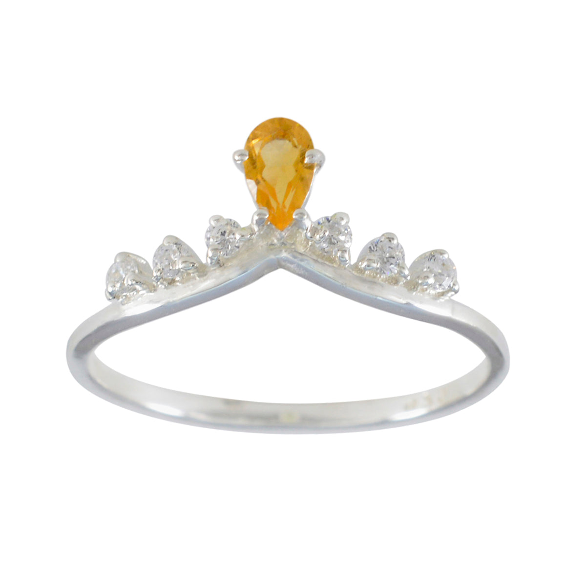 Citrine Halo Korean 925 Silver Yellow Gemstone Minimalist Modern Ring Jewellery