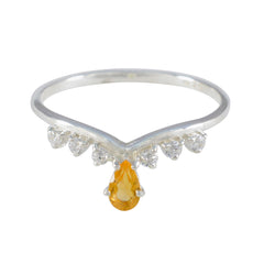 Citrine Halo Korean 925 Silver Yellow Gemstone Minimalist Modern Ring Jewellery