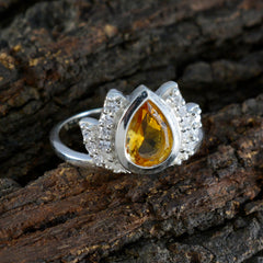 Citrine Halo Turkish 925 Sterling Silver Yellow Gems Whisper thin Sophisticated Ring Jewellery