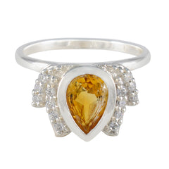 Citrine Halo Turkish 925 Sterling Silver Yellow Gems Whisper thin Sophisticated Ring Jewellery