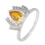 Citrine Halo Turkish 925 Sterling Silver Yellow Gems Whisper thin Sophisticated Ring Jewellery