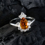 Citrine Halo Turkish Silver Yellow Gemstones Dainty Luxurious Ring Jewelry