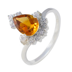 Citrine Halo Turkish Silver Yellow Gemstones Dainty Luxurious Ring Jewelry