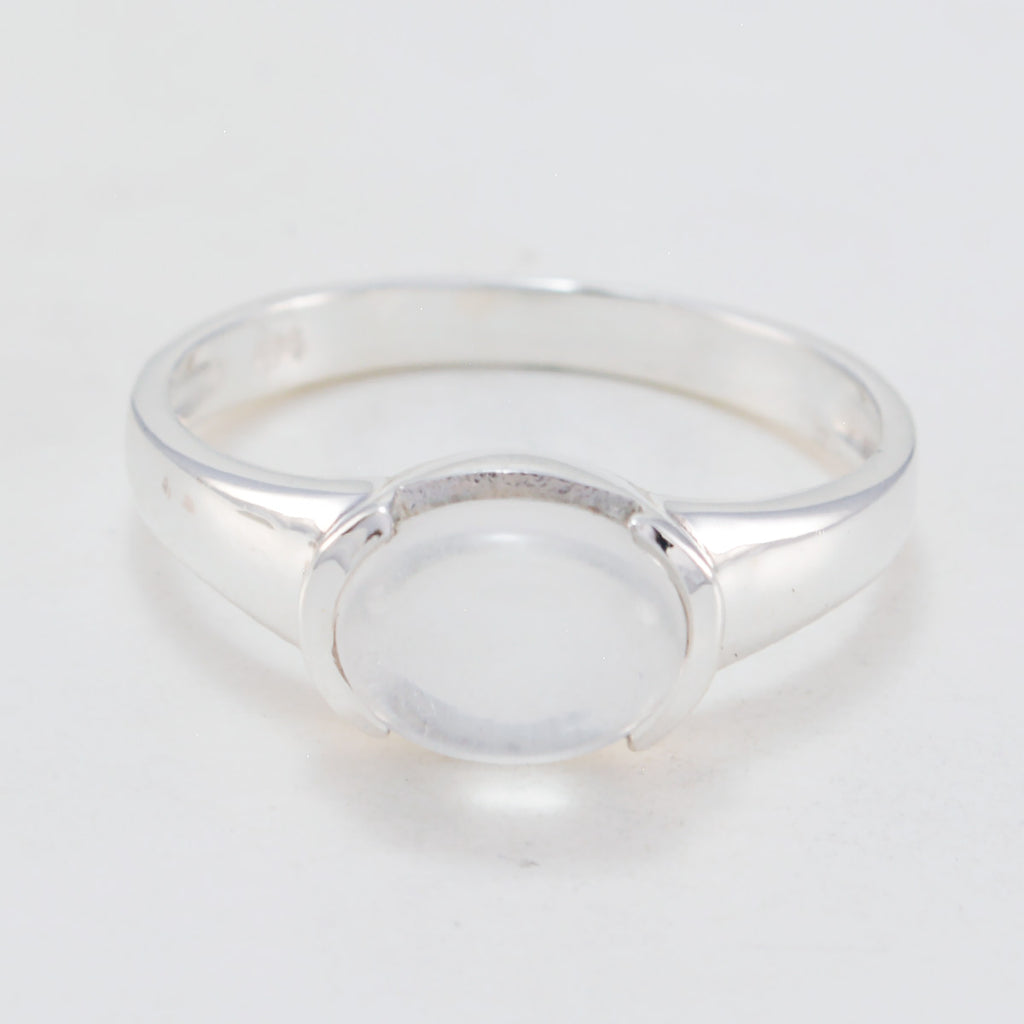 Crystal Quartz Solitaire Japanese 925 Silver White Gemstones Dainty Trendy Ring Jewellery