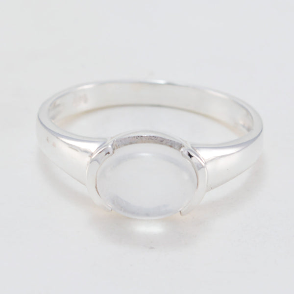 Crystal Quartz Solitaire Japanese 925 Silver White Gemstones Dainty Trendy Ring Jewellery