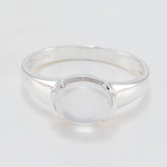 Crystal Quartz Solitaire Japanese 925 Silver White Gemstones Dainty Trendy Ring Jewellery