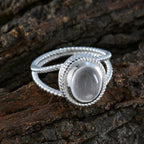 Crystal Quartz Solitaire Middle Eastern Silver White Gems Classic Rope Wire Ring Jewelry