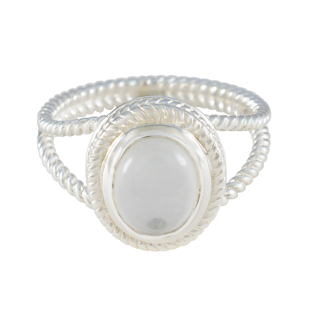 Crystal Quartz Solitaire Middle Eastern Silver White Gems Classic Rope Wire Ring Jewelry