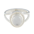 Crystal Quartz Solitaire Middle Eastern Silver White Gems Classic Rope Wire Ring Jewelry