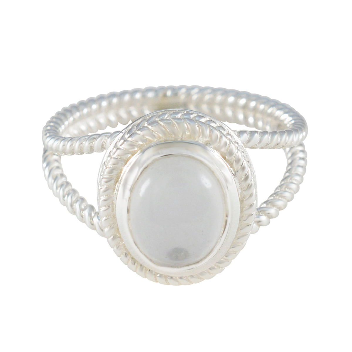 Crystal Quartz Solitaire Middle Eastern Silver White Gems Classic Rope Wire Ring Jewelry