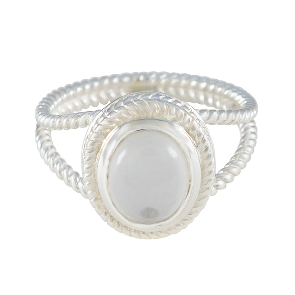 Crystal Quartz Solitaire Middle Eastern Silver White Gems Classic Rope Wire Ring Jewelry